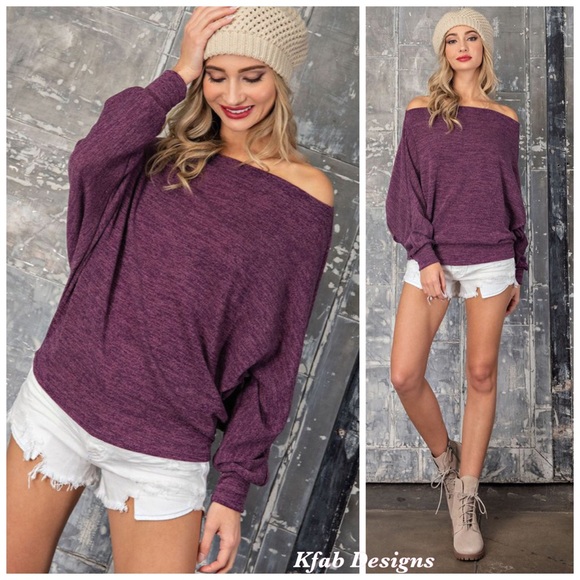❤️LAST 1 Plum Dolman Sleeve Super Soft Sweater Top - Picture 2 of 6